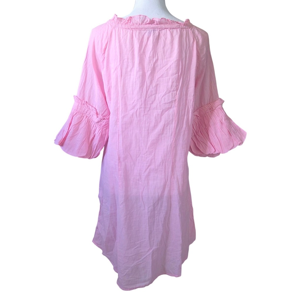 Yes! Miss Pink Cotton Ruffle Milkmaid Puff Sleeve Dress Y2K Prairie Tunic Large - Picture 3 of 11